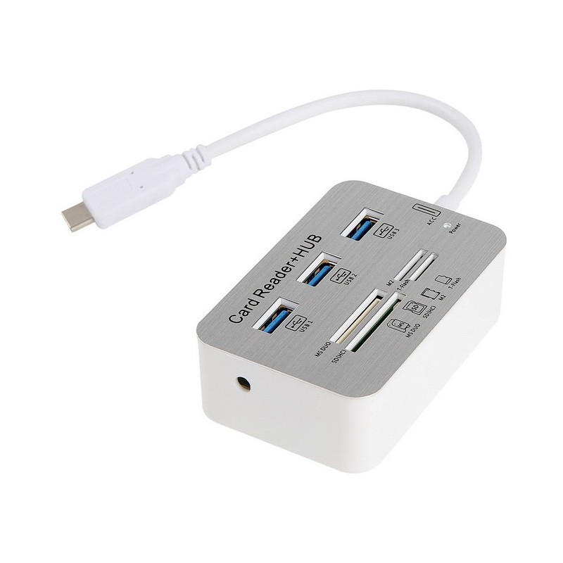 HUB Type C USB 3.1 3 Ports USB 2.0 + lecteur de cartes